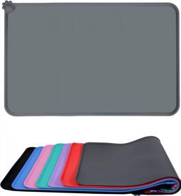 img 4 attached to Taglory Dog Bowl Mat, Large 21" L X 14.5" W Pet Food Mat, Non Slip Silicone Dog Cat Mat For Food And Water, Gray