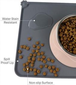 img 2 attached to Taglory Dog Bowl Mat, Large 21" L X 14.5" W Pet Food Mat, Non Slip Silicone Dog Cat Mat For Food And Water, Gray
