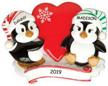 personalized red snowflake penguin couples christmas ornament logo