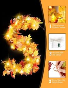 img 2 attached to Joyhalo 2 Pack Fall Garland With Lights - 40 LED Lighted Fall Garland For Mantle, Fall Leaves Garland Outdoor, Fall Leaf Garland, Artificial Autumn Foliage Garland Thanksgiving Decor