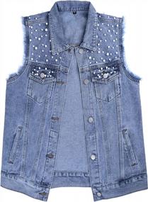 img 4 attached to Tanming Women'S Casual Embroidered Pearls Beading Denim Jacket Jean Coat