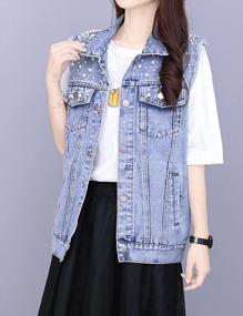 img 3 attached to Tanming Women'S Casual Embroidered Pearls Beading Denim Jacket Jean Coat