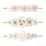 🌺 3-pack baby girl flower headbands - ultra soft & stretchy floral hairbands for newborns and toddlers by cherrboll logo