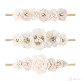 img 4 attached to 🌺 3-Pack Baby Girl Flower Headbands - Ultra Soft & Stretchy Floral Hairbands for Newborns and Toddlers by Cherrboll