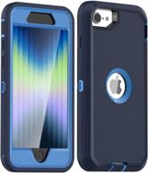 aicase iphone se 2nd/3rd generation case with built-in screen protector, full body protection in blue логотип