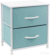 sorbus nightstand with 2 drawers: stylish bedside furniture & accent table with steel frame, wood top, and easy pull fabric bins - perfect for home, bedroom, office, and college dorm (2-drawer, pastel aqua) логотип