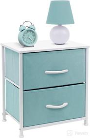 img 2 attached to Sorbus Nightstand with 2 Drawers: Stylish Bedside Furniture & Accent Table with Steel Frame, Wood Top, and Easy Pull Fabric Bins - Perfect for Home, Bedroom, Office, and College Dorm (2-Drawer, Pastel Aqua)