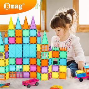 img 2 attached to Unleash Your Child'S Creativity With BMAG Magnetic Tiles - 120 PCS Building Blocks And 2 Cars For Hours Of Fun And STEM Learning!