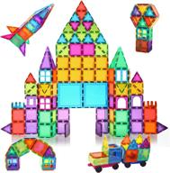 unleash your child's creativity with bmag magnetic tiles - 120 pcs building blocks and 2 cars for hours of fun and stem learning! logo