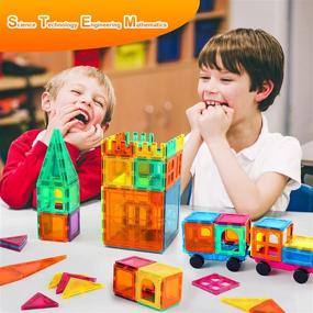 img 1 attached to Unleash Your Child'S Creativity With BMAG Magnetic Tiles - 120 PCS Building Blocks And 2 Cars For Hours Of Fun And STEM Learning!