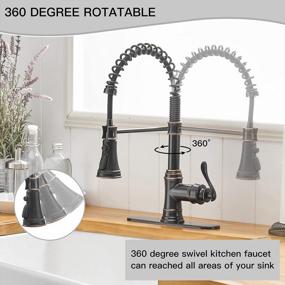 img 1 attached to Homevacious Oil Rubbed Bronze Kitchen Faucet With Pull Down Sprayer Single Handle Commercial Sink Faucet 3 Function Spring High Arc Kitchen Faucet Farmhouse With Deck Plater For Sink 1 Or 3 Holes