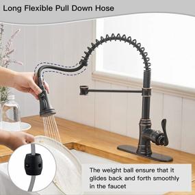 img 3 attached to Homevacious Oil Rubbed Bronze Kitchen Faucet With Pull Down Sprayer Single Handle Commercial Sink Faucet 3 Function Spring High Arc Kitchen Faucet Farmhouse With Deck Plater For Sink 1 Or 3 Holes