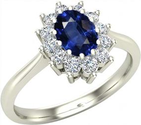 img 1 attached to 14K White Gold Genuine Diamond & Sapphire Princess Diana Ring By Voss+Agin
