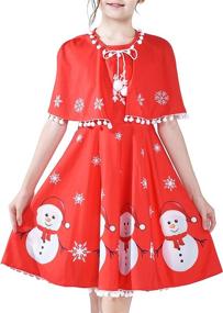 img 4 attached to Christmas Holiday Girls' Clothing - Dresses with Dress Cloak for Girls