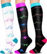 compression socks for men & women 20-30mmhg graduated support - soccer, running, nurses logo