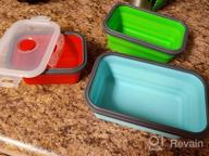 img 1 attached to 🥗 CARTINTS Green Collapsible Food Storage Containers: 4 Piece Set with Lids, Silicone Lunch Containers, Microwave and Freezer Safe review by Jaime Benenati