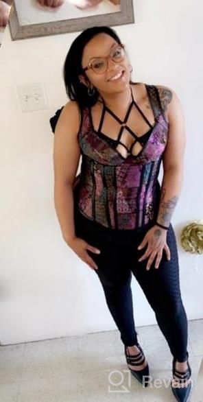 img 1 attached to Kimring Women'S Gothic Jacquard Shoulder Straps Tank Overbust Corset Bustiers review by Jamie Clark