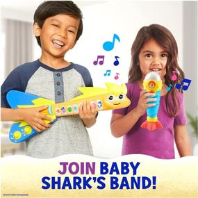 img 2 attached to 🎤 Baby Shark's Big Show! Sea Jam Microphone for Kids – Karaoke Mic with Pre-Recorded Theme Song and Voice Filters, Multicolor