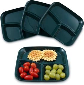 img 4 attached to 🍽️ 10 Inch Portion Control Plates (4 Pack) – Divided Plate for Adults – Bariatric Diet, Weight Loss, Healthy Eating – Reusable 3 Compartment Dinner Plate – Square Dark Green – Ideal for Portion Control and Balanced Meals