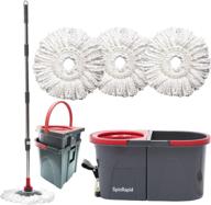 🧹 spinrapid mop and bucket set with foot pedal, grey/red - premium floor cleaning system with 3 extra refills logo