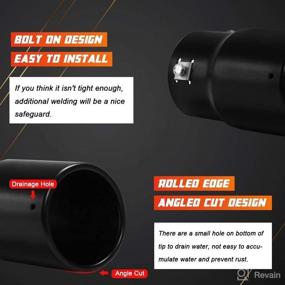 img 2 attached to 🔥 Apeixoto 2.5 Inch Inlet Exhaust Tip: Stylish Black Coated Stainless Steel Design - 2PCS Set!