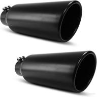 🔥 apeixoto 2.5 inch inlet exhaust tip: stylish black coated stainless steel design - 2pcs set! logo