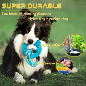 img 2 attached to Large Breed Chew Toys For Aggressive Dogs: Indestructible And Interactive Rubber And Nylon Double-Ring Teething Toys For Medium To Large Dogs, Non-Toxic And Durable