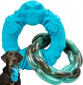 img 4 attached to Large Breed Chew Toys For Aggressive Dogs: Indestructible And Interactive Rubber And Nylon Double-Ring Teething Toys For Medium To Large Dogs, Non-Toxic And Durable