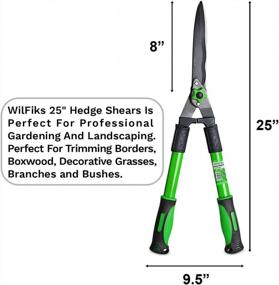 img 2 attached to Pro Gardening And Landscaping Hedge Shears By WilFiks - 25" Carbon Steel Blade, Comfort Handle, Wavy Blade, Shock-Absorbent Garden Trimmer For Grass, Bushes, And Branches