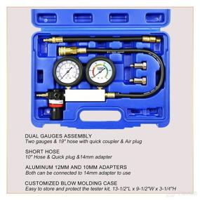 img 2 attached to 🛠️ JIFETOR Cylinder Leak Down Tester Kit, Professional Dual Pressure Gauges Compression Leakdown Detector Leakage Test Set for Gasoline Engine with 10 12 14mm Spark Plugs on Car Truck Motorcycle