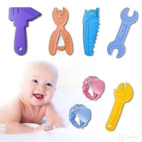 img 4 attached to Feanron Baby Teether Toys Set | BPA-Free Silicone Teething Toys for Babies 0-6 Months and 6-12 Months | 7PCS Teether Kit