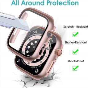 img 1 attached to Защитите свои Apple Watch Series 6/5/4/SE 44 мм с помощью QIBOX 12-Pack Full Hard PC Case и защитного экрана из закаленного стекла — устойчивый к царапинам бампер для мужчин и женщин