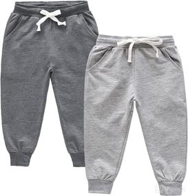 img 4 attached to 👶 IjnUhb Toddler Boys Sweatpants: Adjustable Waist for Unisex Girls - Casual Baby Joggers with Drawstring