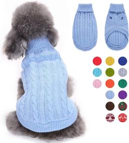 img 4 attached to 🐶 Turtleneck Knitted Dog Sweater - Soft & Warm Winter Clothes for Small Medium Large Dogs - Cute Sweatshirt in Light Blue (3XL)