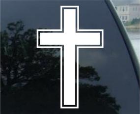 img 1 attached to 🚗 4.5-inch WHITE CrossTread Christian Vinyl Sticker/Decal for Cars, Trucks, and More