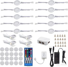 img 4 attached to 🌈 AIBOO 24V Under Counter Led Light Kit - RGB Warm White Under Cabinet Lighting, Set of 10 Colored Cabinet Lights with Wireless 40-Key RF Dimmable Remote Control (RGBWW, 10 Lights)