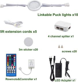 img 3 attached to 🌈 AIBOO 24V Under Counter Led Light Kit - RGB Warm White Under Cabinet Lighting, Set of 10 Colored Cabinet Lights with Wireless 40-Key RF Dimmable Remote Control (RGBWW, 10 Lights)