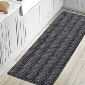 img 4 attached to Extra Long Bathroom Rug Runner - H.VERSAILTEX Non Slip Plush Bath Mat With Fast Drying Absorbency - Grey