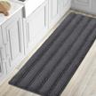 extra long bathroom rug runner - h.versailtex non slip plush bath mat with fast drying absorbency - grey logo
