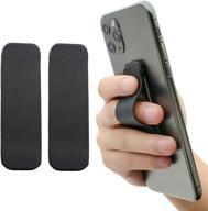 📱 enhanced 2-pack finger grips for cell phones - finger strap grip holder with stand for enhanced user experience on smartphones, small tablets (black, 2 packs) logo