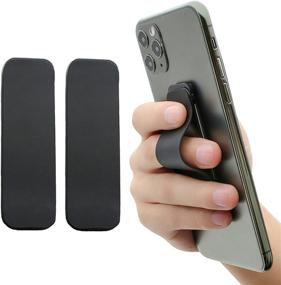 img 4 attached to 📱 Enhanced 2-Pack Finger Grips for Cell Phones - Finger Strap Grip Holder with Stand for Enhanced User Experience on Smartphones, Small Tablets (Black, 2 Packs)