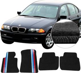 img 3 attached to 🚗 High-Quality Nylon Floor Mats for BMW 3 Series E46 - 4PCS Set Carpet with 3 Color Strips - IKON MOTORSPORTS