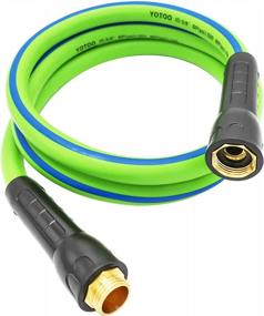 img 4 attached to YOTOO Heavy Duty Hybrid Garden Lead In Water Hose 5/8-Inch By 6-Feet 150 PSI, Kink Resistant, All-Weather Flexible With Swivel Grip Handle And 3/4" GHT Solid Brass Fittings, Green+Blue