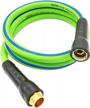 yotoo heavy duty hybrid garden lead in water hose 5/8-inch by 6-feet 150 psi, kink resistant, all-weather flexible with swivel grip handle and 3/4" ght solid brass fittings, green+blue logo