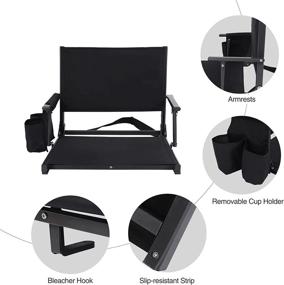 img 1 attached to REDCAMP Folding Stadium Seat For Bleacher With Back Support 1/2 Pack, Portable Stadium Chair With Cup Holder For Outdoor Benches, Black