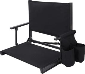 img 4 attached to Складное сиденье для стадиона REDCAMP для трибуны с опорой для спины, упаковка 1/2, переносное кресло для стадиона с подстаканником для скамеек на открытом воздухе, черный