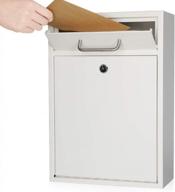 secure your mail with kyodoled steel key lock outdoor mailbox - wall mounted collection box for extra large mail, 16.2h x 11.22l x 4.72w inches in white logo