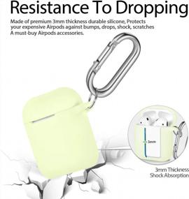 img 1 attached to Protect Your AirPods In Style With Hamile'S Front LED Visible Silicone Case - Perfect For Both Men And Women, Compatible With AirPods 1 & 2, With Keychain In Trendy Yellow Green-Nightglow Green