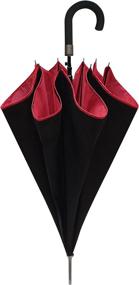 img 3 attached to 🌂 SMATI Stick Umbrella: Double-Layered French Design, Fashionable & Sturdy - Red-Black Color, 8 Fiberglass Ribs Windproof