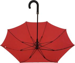 img 1 attached to 🌂 SMATI Stick Umbrella: Double-Layered French Design, Fashionable & Sturdy - Red-Black Color, 8 Fiberglass Ribs Windproof